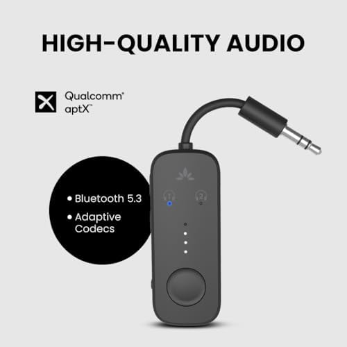 Avantree Relay - Premium Airplane Bluetooth 5.3 Adapter & Clan N1 - Active Noise-Canceling Wireless Earbuds for Music, Calls While Commuting with Hybrid ANC, Transparency Mode