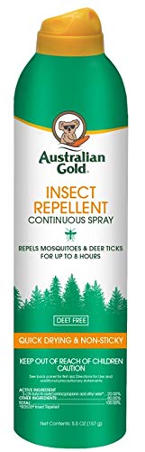Australian Gold Continuous Spray Insect Repellent, Dries Fast, Non-Sticky, Deet Free, Up to 8 Hour Protection, 5.5 Ounce (A70869)