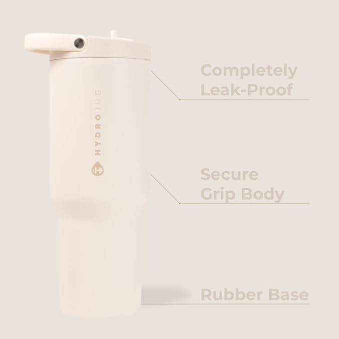 HydroJug Sport 40 oz Insulated Stainless Steel Water Bottle, Cream