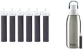 Brita Insulated Filtered Water Bottle with Straw (32 Ounce) and Water Filter Replacements (6 Count)