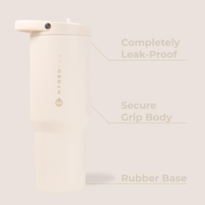 HydroJug Sport 32 oz Insulated Stainless Steel Water Bottle, Cream