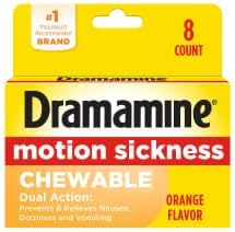 Dramamine Chewable Formula Motion Sickness Relief, 8 Orange Flavored Tablets Each (Value Pack of 10)