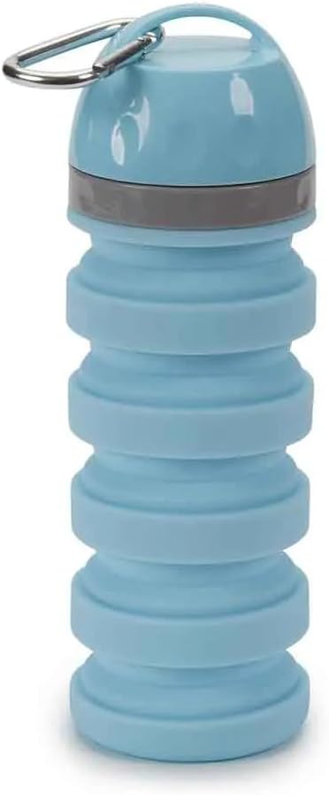 20 ounce Collapsible Water Bottles for People and Pets Flexible Accordion Style Choose Quantity (Blue, 5 Water Bottles)