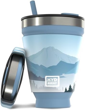 HYDAWAY Getaway Bundle - 25oz Collapsible Water Bottle and 16oz Collapsible Insulated Tumbler - BPA-Free, Leak-Resistant, Reusable Drinkware Set for Travel, Hiking, and Daily Commutes