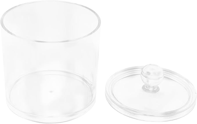 Unomor 2pcs Cotton Swab Holder Lid Round Storage Container for Cotton Balls Pads Makeup Sponges and Hair Accessories Stylish Organizer for Bathroom Bedroom Office and Living Space