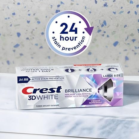 Crest 3D White Brilliance Vibrant Peppermint Teeth Whitening Toothpaste, 4.1 Ounce (Pack of 3)(Packaging May Vary)
