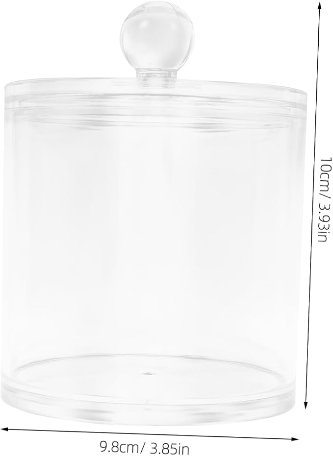 Unomor Acrylic Cotton Swab Holder and Cotton Pad Container with Lid Large Round Bathroom Storage Jar for Countertop Organization and Multifunctional Small Item Storage