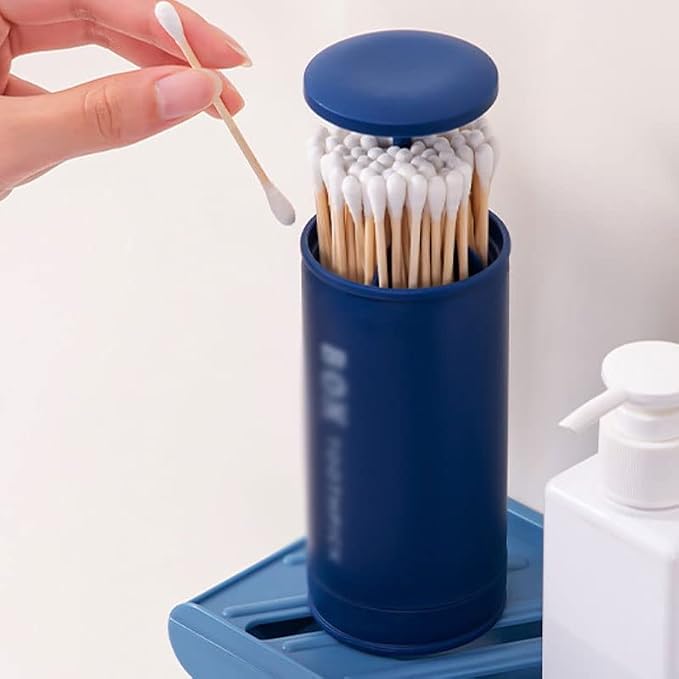 Press Type Automatic Toothpick Holder Cotton Swabs Storage Tube Restaurant Hotel Box(Blue)