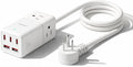 NENJI 75W GaN USB-C Super Fast Charging Station, 8-in-1 Power Strip with 5 USB & 3 AC Ports, Smart Charging, Fast PD Charger for iPhone, Samsung, iPad, MacBook – Desktop & Travel-Friendly – White