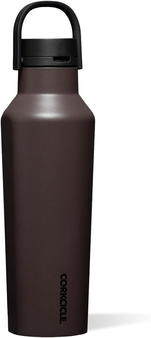 Corkcicle Sport Canteen Insulated Water Bottle - Stainless Steel Water Bottle for Travel & Gym, Triple Insulated, Leak Proof, Folding Handle, Wide Mouth, BPA-Free - 20oz - Cacao