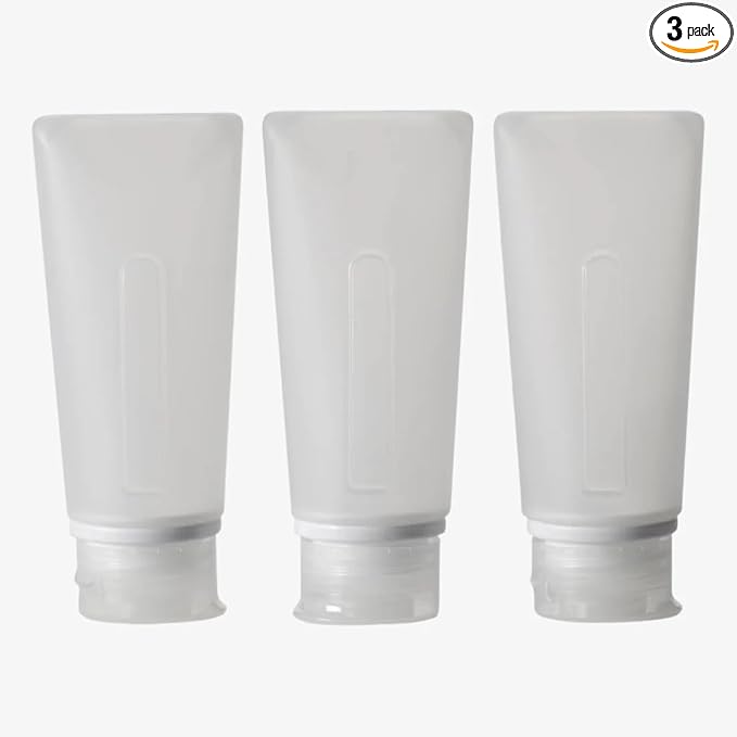 eagle creek Silicone Bottle Set - Convenient TSA-Approved Travel Bottles for Cosmetic Liquids & Hair Care Products - Leak-Proof & Self-Standing - Clear - 3 Pack