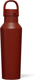 Corkcicle Sport Canteen Insulated Water Bottle - Stainless Steel Water Bottle for Travel & Gym, Triple Insulated, Leak Proof, Folding Handle, Wide Mouth, BPA-Free - 20oz - Brick