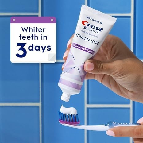 Crest 3D White Brilliance Vibrant Peppermint Teeth Whitening Toothpaste, 4.1 Ounce (Pack of 3)(Packaging May Vary)