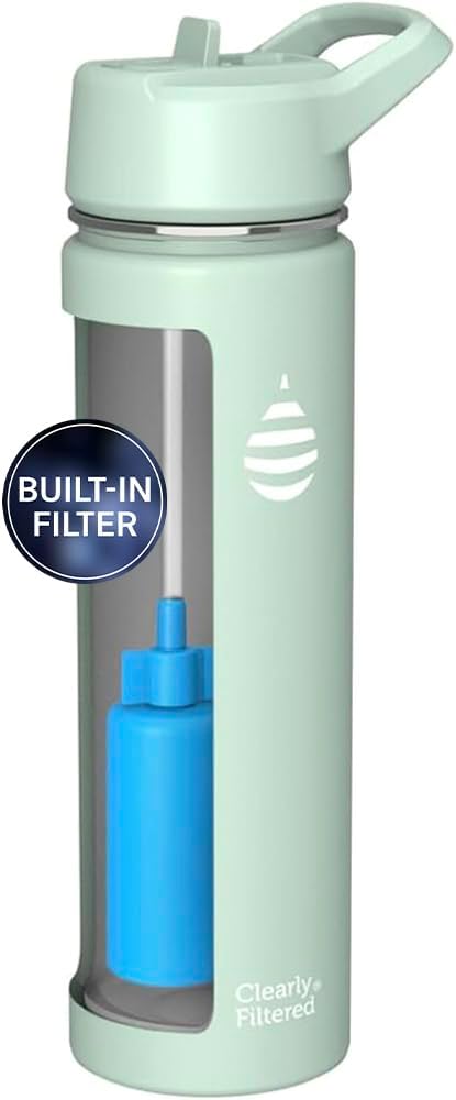 Clearly Filtered Water Bottle | Removes 200+ Contaminants, Double-Wall Insulated Stainless Steel, BPA/BPS Free, Phthalate Free, Filters Flouride Lead Chlorine (20oz, Mint)