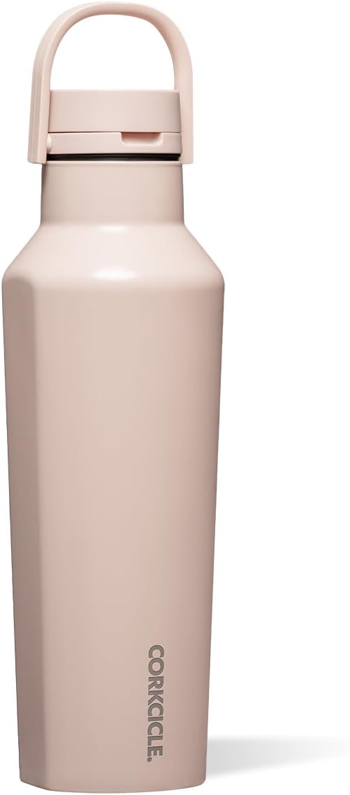 Corkcicle Sport Canteen Insulated Water Bottle - Stainless Steel Water Bottle for Travel & Gym, Triple Insulated, Leak Proof, Folding Handle, Wide Mouth, BPA-Free - 20oz - Gloss Chocolate Milk