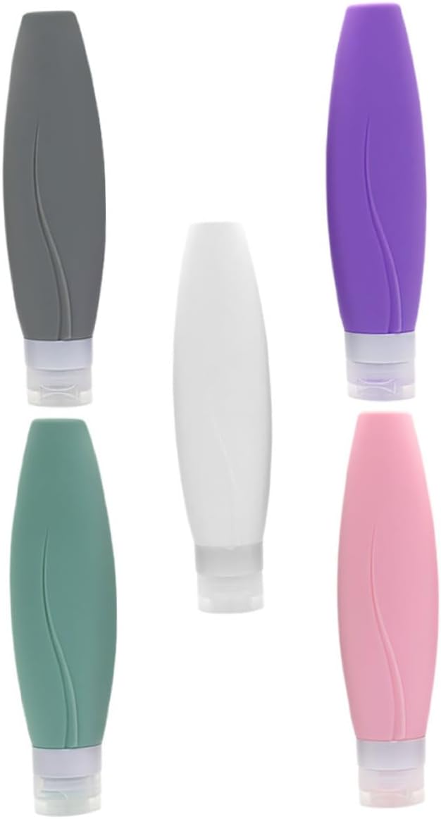 150ml Silicone Travel Bottles Set of 5 Leak Proof Mini Containers for Toiletries Squeezable Travel Accessories for Shampoo and Conditioner
