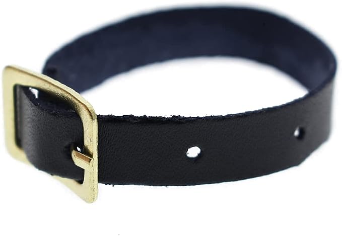Bulk 25 Pack - Genuine Leather Luggage Tag Loops with Brass Metal Buckle - 6 x 3/8 Inch Premium I’D Name Straps for Suitcases, Briefcase, Backpacks, Golf Bag Tags & More by Specialist ID (Black)