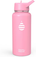 Clearly Filtered Water Bottle | Removes 220+ Contaminants, Double-Wall Insulated Stainless Steel, BPA/BPS Free, Phthalate Free, Filters Flouride Lead Chlorine (32oz, Bubble Gum)