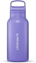LifeStraw Go Series — Insulated Stainless Steel Water Filter Bottle for Travel and Everyday Use removes Bacteria, Parasites and Microplastics, Improves Taste, 1L, Thistle Purple