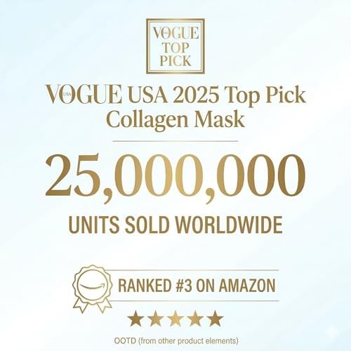 #OOTD Collagen Hydrating Sheet Masks for Face Korean Anti Aging Mask Sheet for Dry Skin & Sensitive Skin, EVE Vegan, Not Tested on Animals, No Parabens, No Sulfates, Hyaluronic Acid, Witch Hazel 10EA