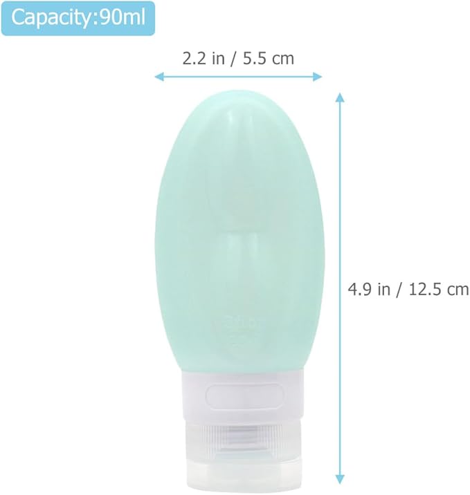 4pcs Silicone Travel Bottles Set 90ml Leakproof Reusable Toiletries Containers for Shampoo Lotion with Flip Cap for Travel Bathroom Toiletry Storage
