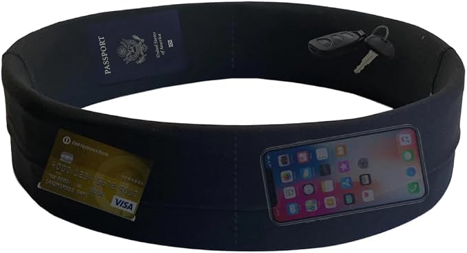BANDI Pocketed Wraps – Running Waist Belt with Pockets for Phone, Money, Keys & Medical Devices | Secure, No-Bounce Travel & Fitness Belt, for Women and Men, USA Company