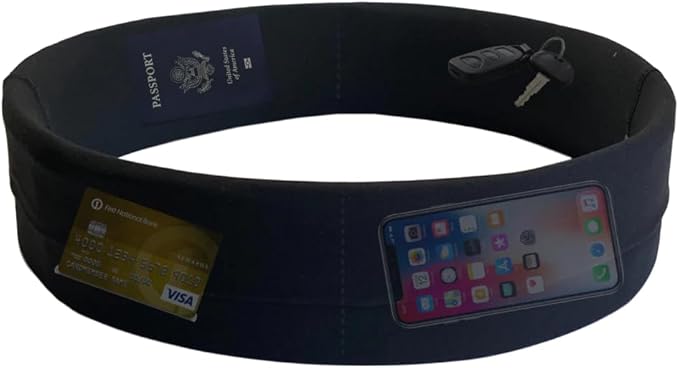 BANDI Pocketed Wraps – Running Waist Belt with Pockets for Phone, Money, Keys & Medical Devices | Secure, No-Bounce Travel & Fitness Belt, for Women and Men, USA Company