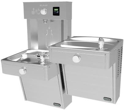 Elkay VRCTLRDDWSK EZH2O ADA Wall Mount Bi-Level Drinking Fountain and Bottle Filling Station with Vandal Resistant Bubbler and Lower Right Fountain - N/A