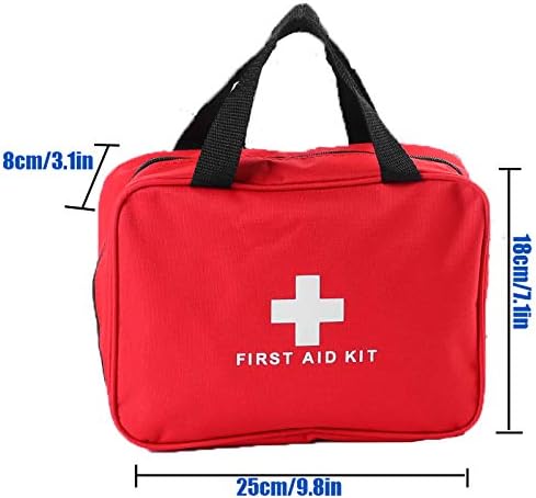 Red First Aid Kit Bag Empty Travel First Aid Bag Responder Storage Compact Survival Medicine Emergency Rescue Pouch Bags for Home Office Car Camping Kitchen Sport Outdoors (Empty, No Contents)