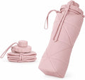 Folding Silicone Water Bottle | Collapsible Travel Water Bottle for Gym, Office, School, Cycling, Hiking & Outdoor Sports | Leak-Proof, Portable Bottle | 600 Ml (Pink)