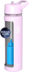 Clearly Filtered Water Bottle | Removes 200+ Contaminants, Double-Wall Insulated Stainless Steel, BPA/BPS Free, Phthalate Free, Filters Flouride Lead Chlorine (20oz, Lilac)