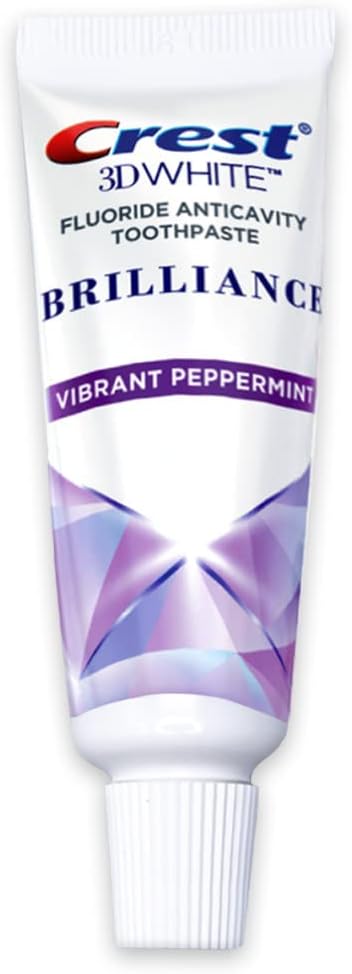 Crest 3D White Brilliance Toothpaste, Vibrant Peppermint, Travel Size 0.85 oz (24g) - Pack of 2