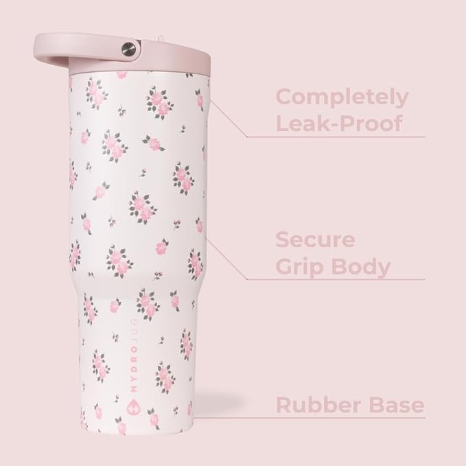 HydroJug Sport 40 oz Insulated Stainless Steel Water Bottle, Wildrose
