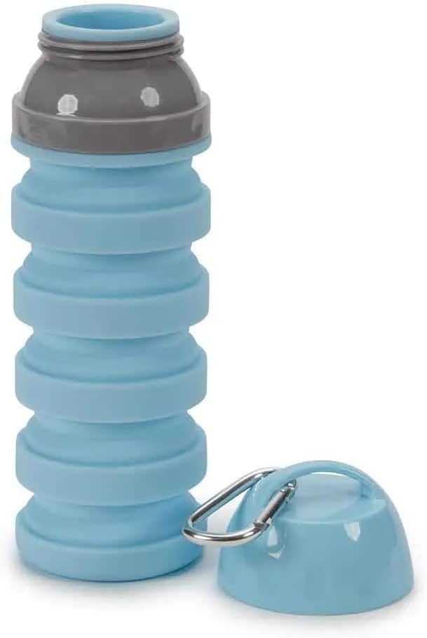 20 ounce Collapse Water Bottles for People and Pets Flexible Accordion Style Choose Quantity (Blue, 2 Water Bottles)