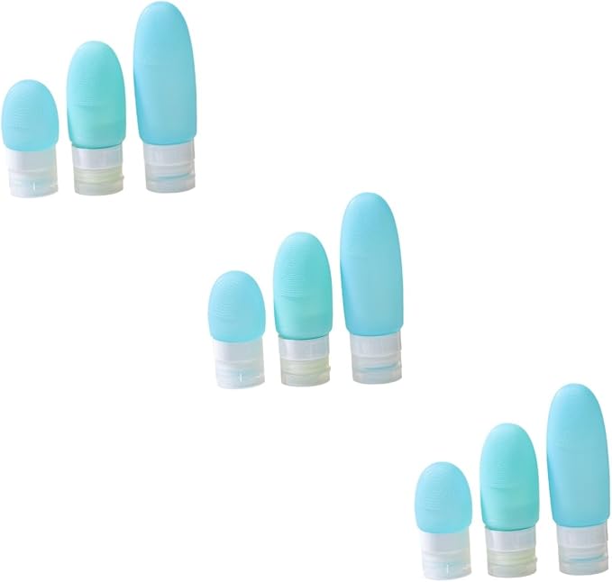 DOITOOL 9pcs Silicone Travel Bottles Set for Toiletries Squeeze Containers for Shampoo Lotion and Liquid Soap Portable and Refillable Travel Accessories