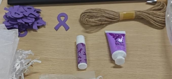 50 Set Purple Ribbon Awareness Gifts Bulk Woman Purple Ribbon 50 Lip Balm 50 Hand Cream 50 Bag 50 Tag for Domestic Violence Awareness Lupus Epilepsy Pancreatic Cancer Party