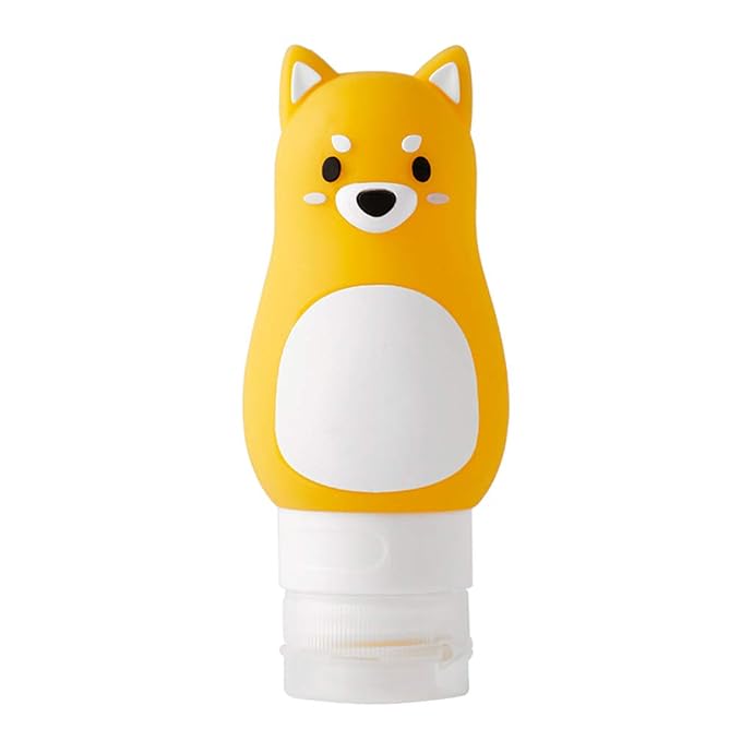 PRETYZOOM Travel Toiletry Bottles Set of 3 Refillable Portable Lotion Shampoo Dispenser Bottles with Cartoon Rabbit Shiba Inu Bear Design Lightweight Squeeze Bottles for Travel 5.31X2.08X1.77In