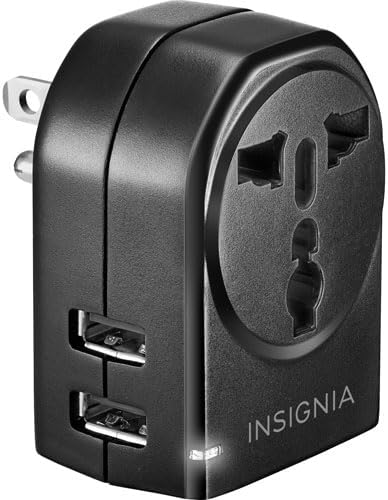 Insignia All-in-One Ground Travel Adapter Converter Series with USB Ports (Grounded Travel Adapter)
