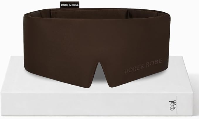 Dore & Rose Deep Sleep Mask for Women and Men - 23 Momme Mulberry Silk Eye Mask for Sleeping and Travel, 100% Blackout, Adjustable Strap, Cooling Soft Black Silk Eyemask Award-Winning Luxury
