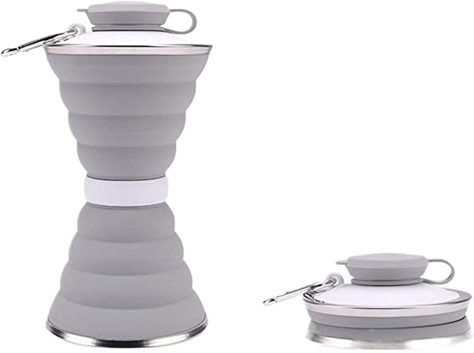 2pcs 500mL Portable Silicone Sports Foldable Water Bottle Soft Kettle Folding Cup(Gray)