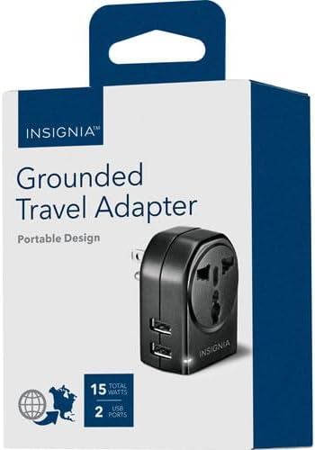 Insignia All-in-One Ground Travel Adapter Converter Series with USB Ports (Grounded Travel Adapter)