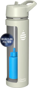Clearly Filtered Water Bottle | Removes 200+ Contaminants, Double-Wall Insulated Stainless Steel, BPA/BPS Free, Phthalate Free, Filters Flouride Lead Chlorine (20oz, Sage Gray)