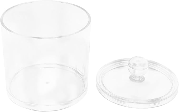 Unomor 5pcs Cotton Swab Holders Round Container Lid for Organized Storage of Cotton Pads and Swabs Lightweight Bathroom Organizer for Makeup Remover and Sundries