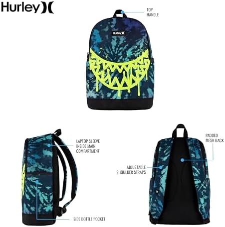 Hurley Unisex-Kids Graphic Backpack, Lightening, One Size