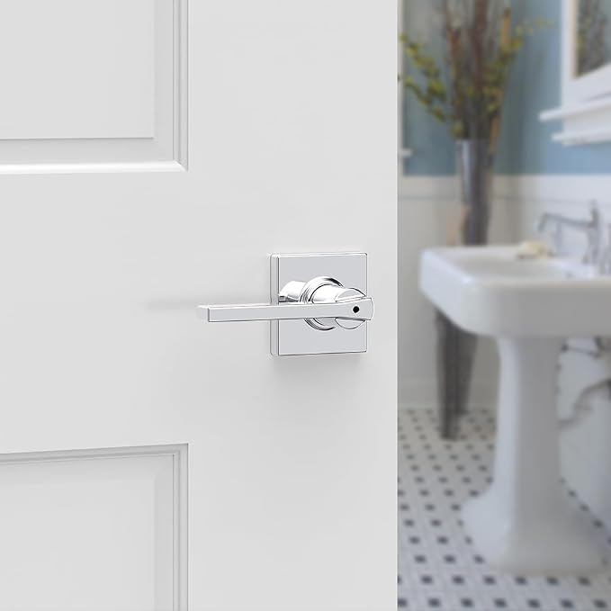 Kwikset Casey Hallway Passage and Bed/Bath Privacy Door Handle 6 Pack, 3 Passage Levers and 3 Privacy Levers, Polished Chrome Reversible Interior Handles