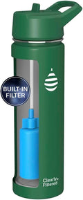 Clearly Filtered Water Bottle | Removes 200+ Contaminants, Double-Wall Insulated Stainless Steel, BPA/BPS Free, Phthalate Free, Filters Flouride Lead Chlorine (20oz, Evergreen)