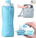 Folding Silicone Water Bottle Sports Water Bottle Outdoor Travel Portable Water Cup Running Riding Camping Hiking Kettle - 600 Ml - (po1), Blue