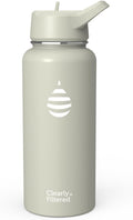 Clearly Filtered Water Bottle | Removes 200+ Contaminants, Double-Wall Insulated Stainless Steel, BPA/BPS Free, Phthalate Free, Filters Flouride Lead Chlorine (32oz, Sage Gray)