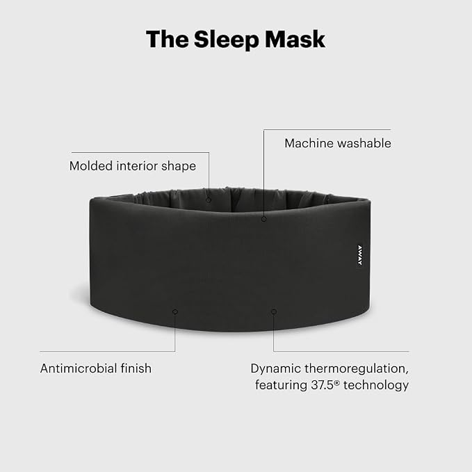 Away Sleep Mask - Premium Thermoregulating Eye Mask for Sleeping & Travel,100% Blackout, Soft, Contoured, Packable, Hidden Earplug Pocket, Navy Blue