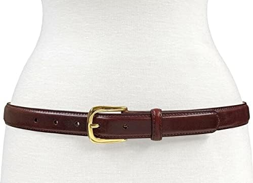 Genuine Full-Grain Cowhide Leather Dress Belt Solid Brass Gold Buckle 1-3/8'' or 1" Wide